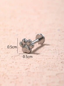 1 Miếng Dễ thương & Đúng mốt Thép không gỉ Thú vật Chân Hình dạng Đinh tán tai Thích hợp Đối với Của phụ nữ Mặc hàng ngày - Bạc - Xem 4