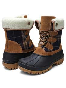 Womens Winter Duck Boots Waterproof Cold Weather Snow Boots - Navy Blue - View 6