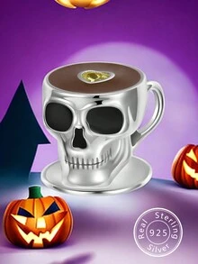 FOREVER QUEEN 1個925純銀萬聖節骷髏打火機頭骨掛飾,適用於手鍊、項鍊