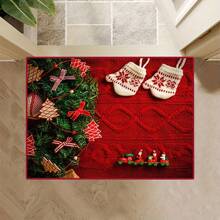 1 件装各种尺寸的圣诞节户外防滑门垫，带驯鹿图案的圣诞老人冬季入口垫，户外圣诞装饰，圣诞礼物 - 巧克力棕 - 查看 6