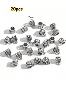 20入古色銀合金吊墜珠寶連接吊飾手鐲吊墜連接器間隔珠寶扣配件手鐲項鍊diy定位扣 - 復古銀色 - 查看 10