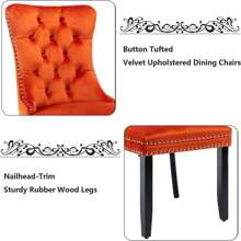 2/4/6 Piece Set Velvet Upholstered Dining Chairs, Wingback  Side Chairs Button Tufted With Solid Wood Legs For Kitchen,Dining Room. - Orange - View 5