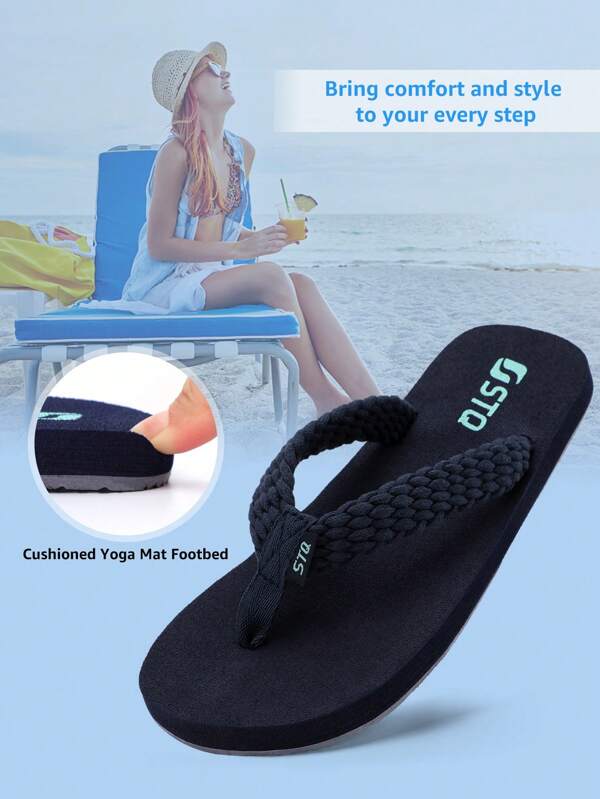 STQ Flip Flop for Women Arch Support Thong Sandals Comfortable Yoga Mat