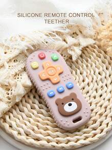 Baby Remote Controller Shaped Teether Toy, Silicone, Anti-Lost, For Long Teething And Soothing - 藕粉色 - 查看 1