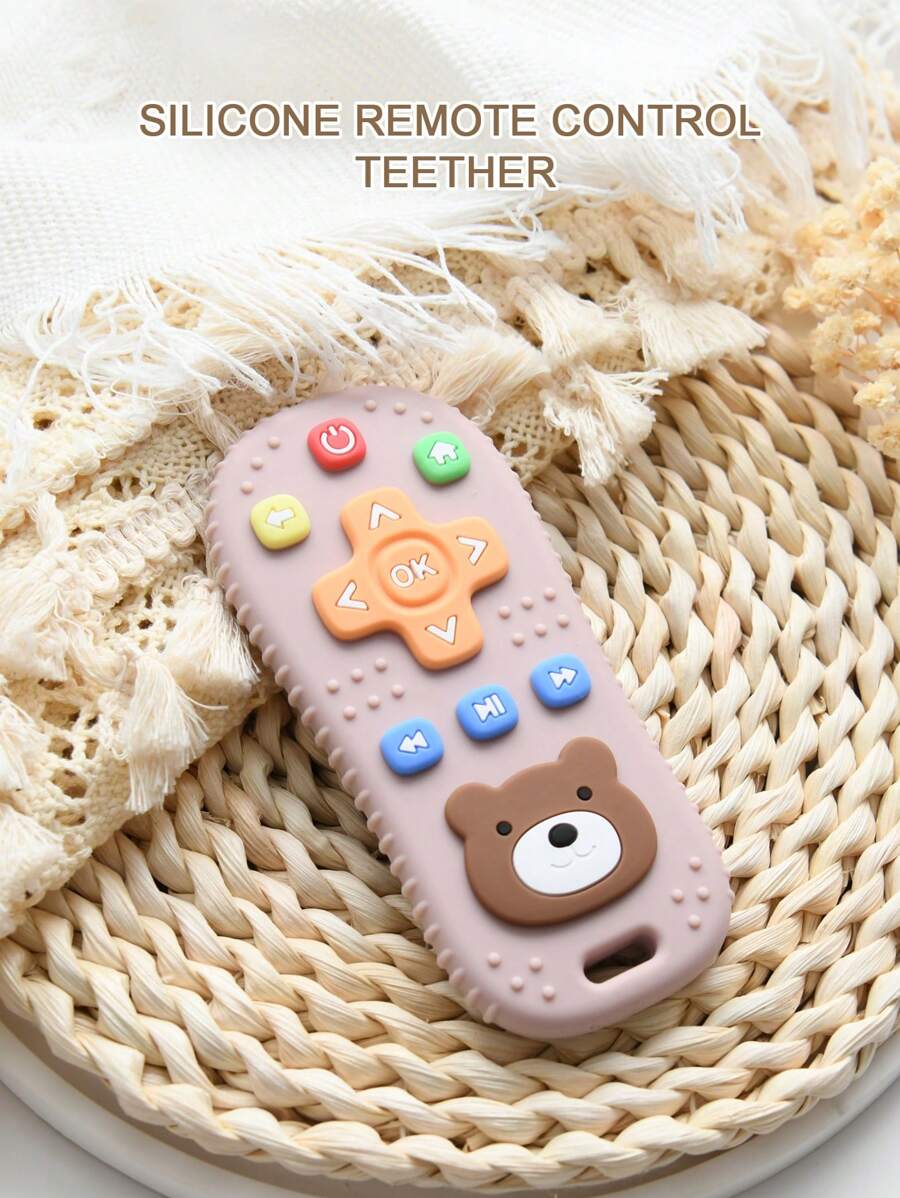 Baby Remote Controller Shaped Teether Toy, Silicone, Anti-Lost, For Long Teething And Soothing - 藕粉色 - 查看 1