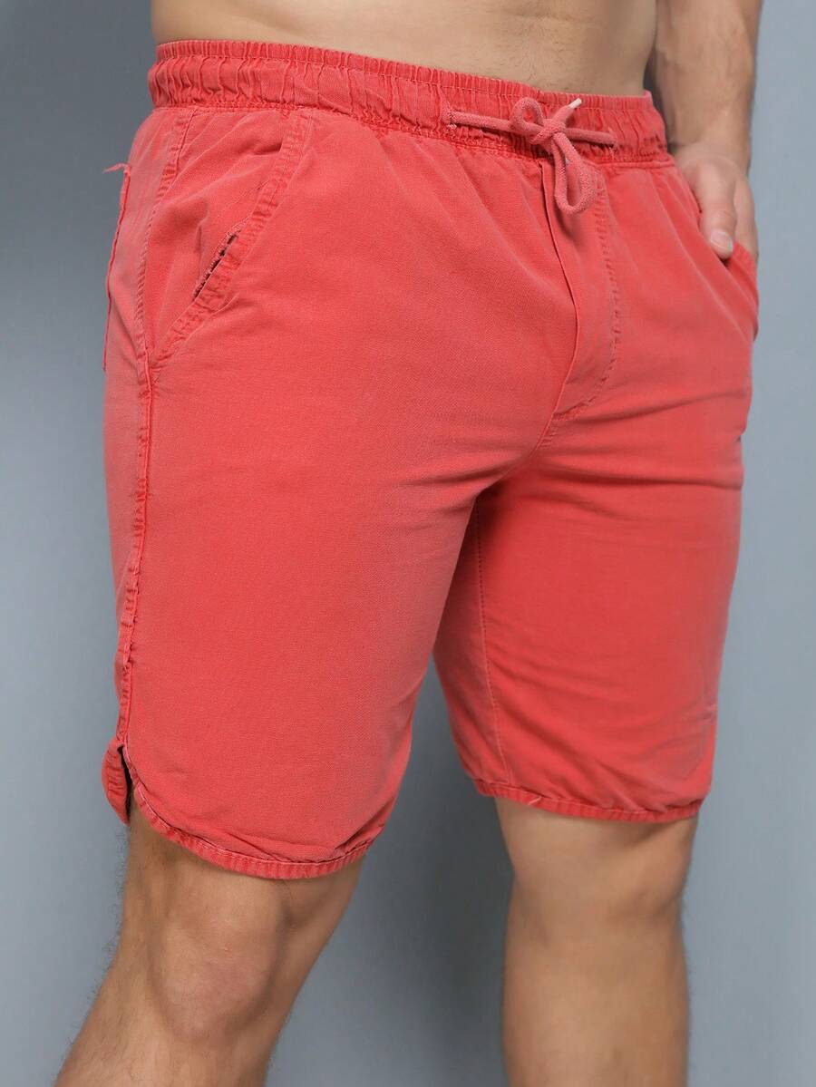 Men Denim Shorts - Orange - View 1