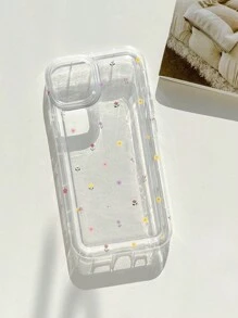 1pc Fashionable Tpu Phone Case With Transparent Anti-Drop Protection Compatible With IPhone, Colorful Flower Print - Multicolor - View 3