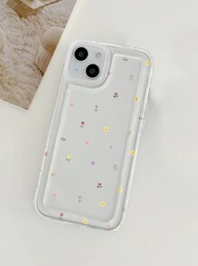 1pc Fashionable Tpu Phone Case With Transparent Anti-Drop Protection Compatible With IPhone, Colorful Flower Print - Multicolor - View 2
