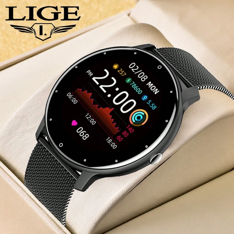 Reloj inteligente unisex con podómetro, contador de calorías, recordatorio de llamadas, rastreador de fitness resistente al agua, monitor de frecuencia cardíaca, monitor de presión arterial, monitor de sueño, alarma, recordatorio de mensajes, pronóstico del tiempo, cámara, recordatorio de sedentarismo, compatible con Android e iOS