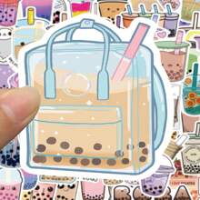 50pcs Bubble Milk Tea Doodle Stickers To Decorate Phone, Computer, Luggage, Notebook - Apricot - View 5