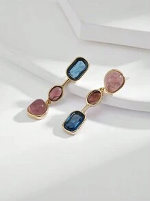 1pair Fashionable Sweet Mixed Geometric Shape Earrings - Multicolor - View 1