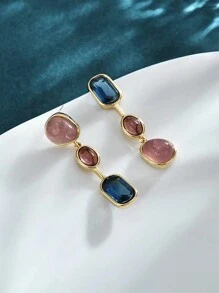 1pair Fashionable Sweet Mixed Geometric Shape Earrings - Multicolor - View 3