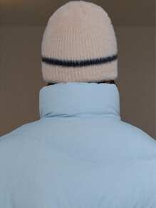 1件針織帽子,秋冬保暖,女士時尚羊毛帽,男女皆宜休閑風格 - 杏色 - 查看 5