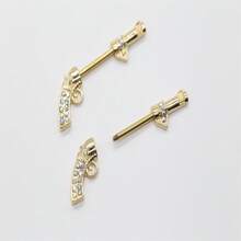 1對鍍金和寶石裝飾乳頭環，生日、聖誕節、週年紀念日、情人節、婚禮、專業場合、舞會、萬聖節派對等完美禮物（在美國銷售） - 金色 - 查看 3