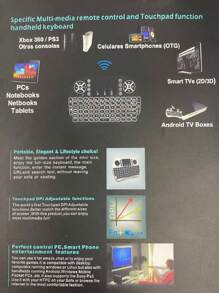 Mini Teclado Inalámbrico USB Con Luz Para TV, Tablet, PC - Negro - Ver 4
