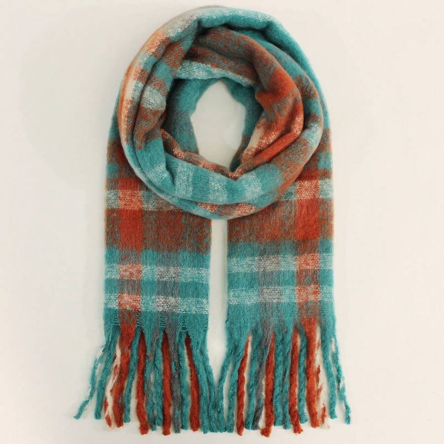 1pc Multicolor Striped Fashionable Warm Women's Scarf Suitable For Daily Wear - Multicolor - View 1