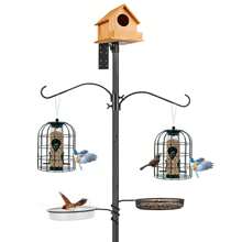 Bird House Pole, 80 Inch Adjustable Bird Feeder Poles - Black - View 4