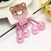 水晶裝飾髮圈 - 粉色 - 查看 2