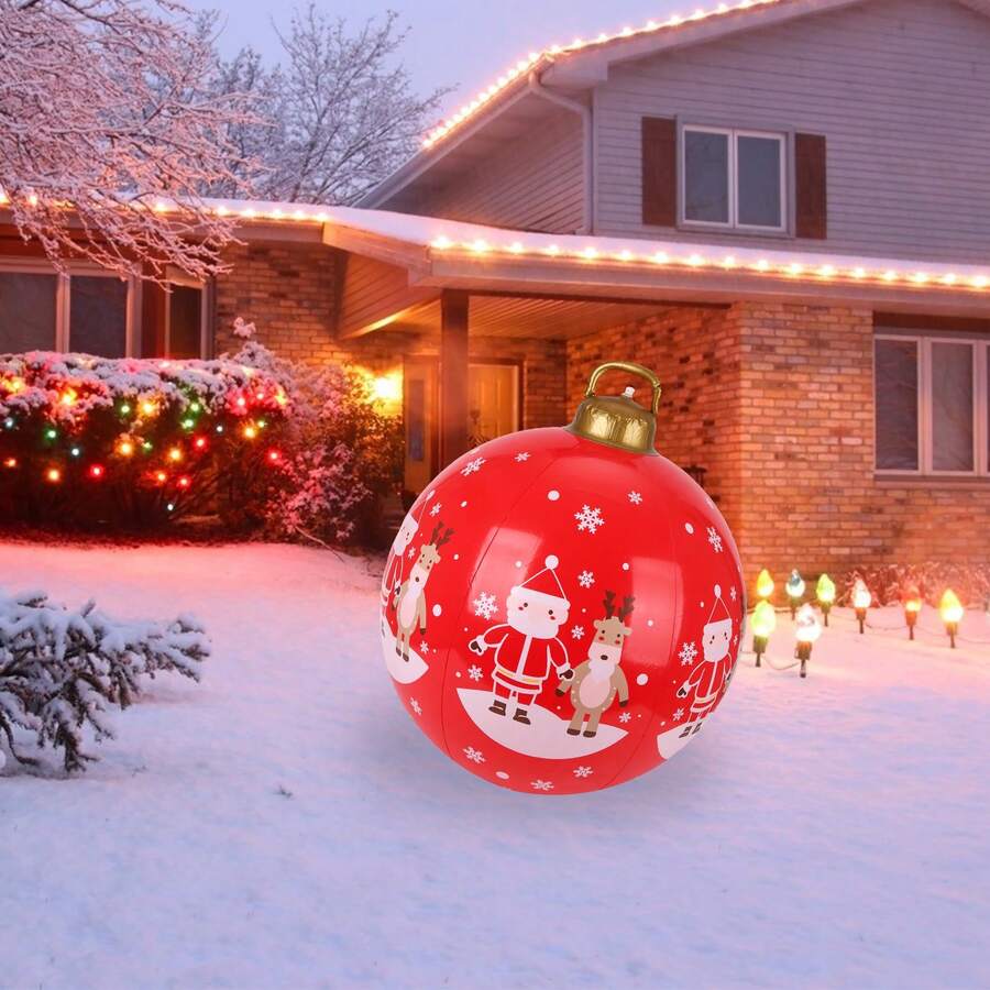 聖誕裝飾的球,PVC充氣聖誕球聖誕戶外裝飾的球大聖誕懸掛球聖誕裝飾物適用於聖誕節假期婚禮節日派對裝飾