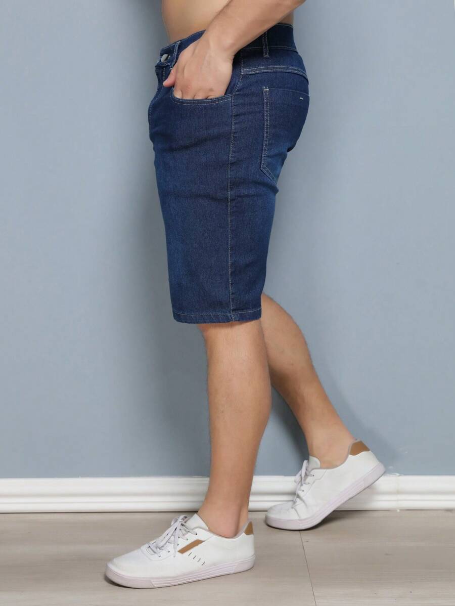 Men Denim Shorts - Dark Wash - View 1