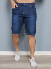 Men Denim Shorts - Dark Wash - View 3