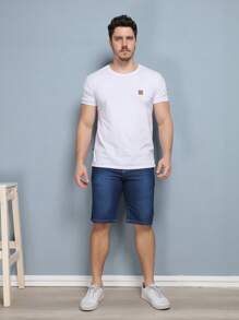 Men Denim Shorts - Dark Wash - View 7