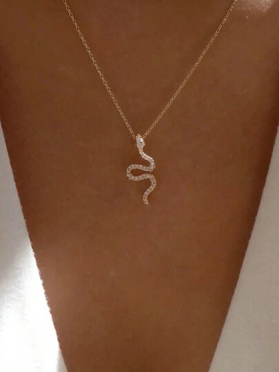 水鑽蛇吊墜項鏈