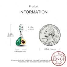 Healthy Avocado Charms 925 Sterling Silver Pendant Fits Original Bracelet Necklace Women Dangle Bead DIY Jewelry Gift