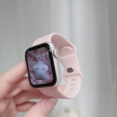 1 st Fashionabla unisex silikon Apple Watch Band Apple Watch-rem kompatibel med 38/40/41/42/44/45/46/49 mm Apple Watch Ultra/SE/10/9/8/7/6/5/4/3/2 /1(Kritrosa)