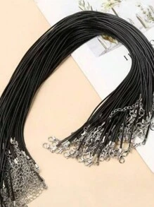 20入組蠟線項鍊基本配件帶龍蝦扣 - 黑色 - 查看 2