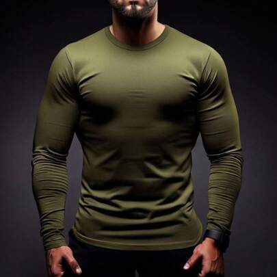 Playera Hombre Manga Larga, Slim Fit, Stretch, Tela Ligera