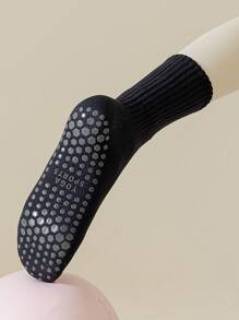 1 Paar Frauen Einfache Und Lässige, Rutschfeste, Atmungsaktive, Mittelrohrige, Schweißabsorbierende Socken Mit Klebepunkten, Geeignet Für Yoga-übungen