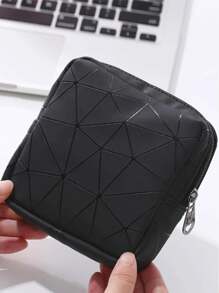 1pc Geometric Pattern Sanitary Pad Storage Bag For Travel Storage Bag,Makeup Bag,Cosmetic Bag,Vacation Organizer,Large Capacity Makeup Organizer Makeup Case, For Lipstick, Brush, Skincare, Mobile Phone, Coin, Small Items, For Home,Gift,Vacation And Festival Halloween Christmas Multifunctional Use,Boho Vibes