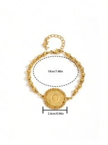 1條極簡風可愛18k鍍金銅合金金屬珠鍊和吊墜手鍊,適合女性日常佩戴 - 金黃色 - 查看 5