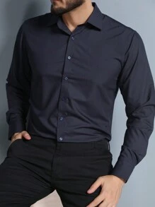 Men Shirts - 藏蓝色 - 查看 1