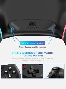 Wireless Game Controller Compatible With Switch, Pc And Android Phone. Equipped With 6-Axis Gyro Sensor And Vibration Feedback, 3-Level Turbo Shoot Function, Programming Button, And One-Button Wake-Up Function. - Black - View 2