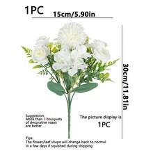 1 件裝人造花絲綢繡球花束假玫瑰秋季萬聖節聖誕裝飾品婚禮花瓶適合家庭餐廳臥室裝飾品、節日生日派對配件、戶外花園裝飾品