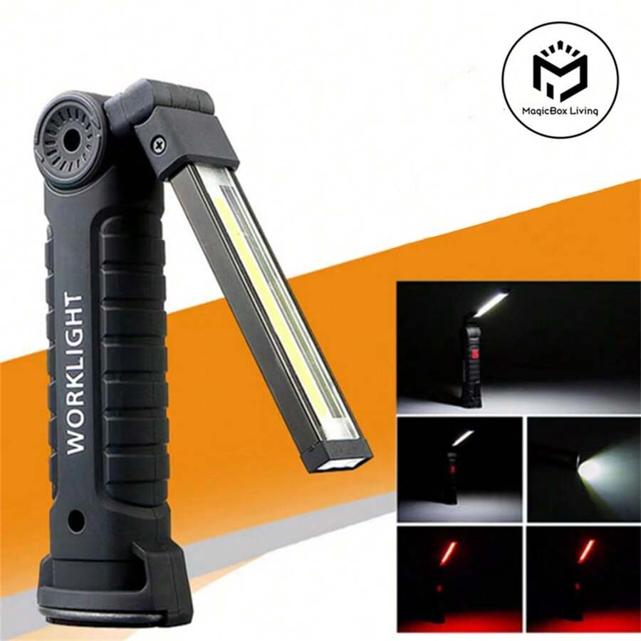 1pc Rechargeable Multifunctional Portable Work Light With 2 Size Options, Suitable For Lighting, Maintenance, And Car Repair - Black - View 1