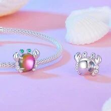 bamoer 1 cái 925 sterling bạc Mộng mơ Loạt Chói sáng Cua Hạt Hải mã Vật rủ xuống Đối với phụ nữ Vòng tay Và Dây chuyền DIY - Bạc - Xem 5
