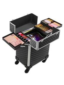 SONGMICS Kosmetiktaschen für Reise-Aufbewahrung, Kosmetiktasche, Kulturtasche, Urlaubsorganizer, Makeup-Organizer mit großem Fassungsvermögen, Makeup-Etui, für Lippenstifte, Pinsel, Hautpflege, Handy, Münzen, kleine Artikel, für Zuhause, als Geschenk, für Urlaub und Festivals, Halloween, Weihnachten, für vielfältige Nutzung - Negro - Ver 10