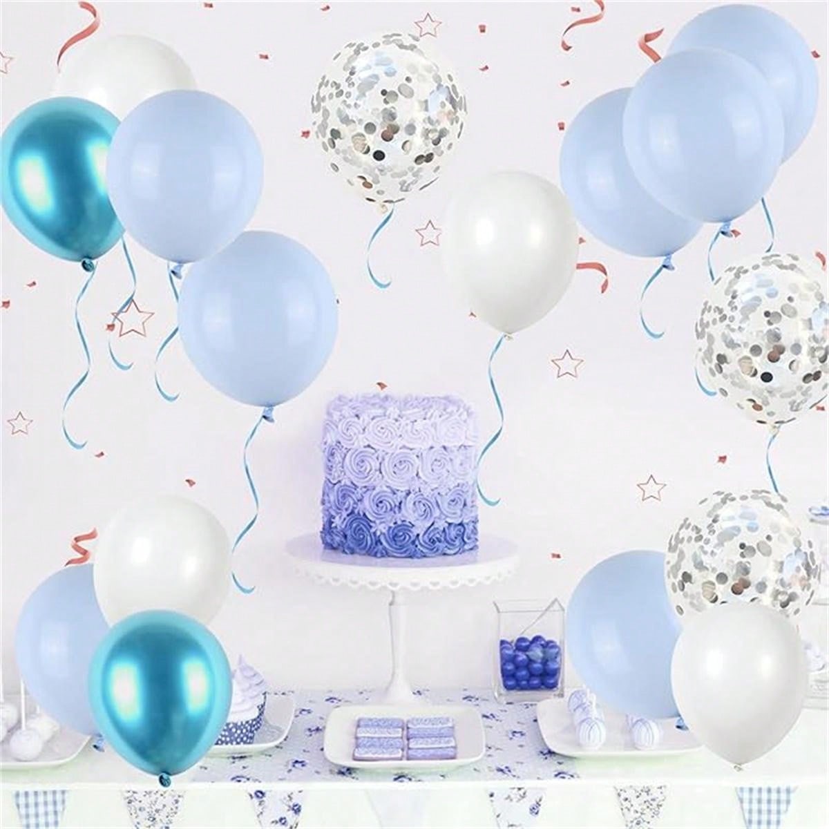 Blue and White Balloons, 30/60 PCS Light Blue and White Balloons Set