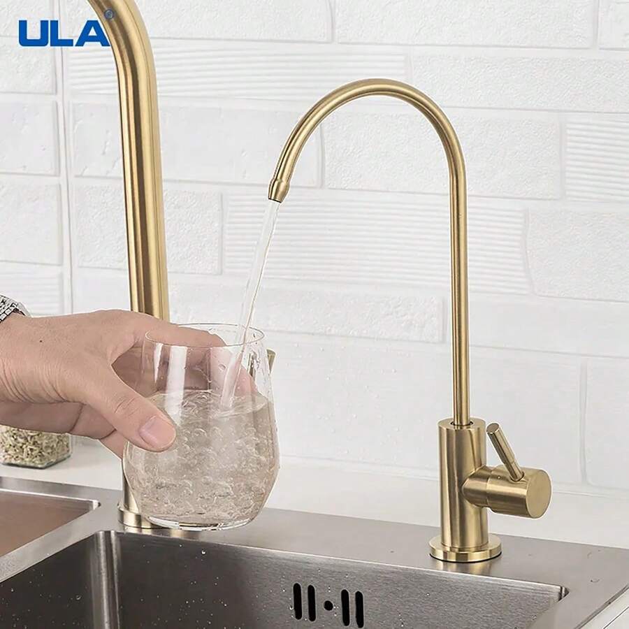 ULA A Set Of G1/2 Gold Kitchen Faucet Direct Drinking Tap Single Cold Water Sink Faucet Stainless Steel Water Purifier Faucet Filter Faucet - Gold - View 1