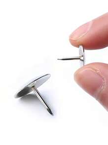 80入組英寸圓頭圖針金屬扁頭拇指圖釘,適用於紙張固定及裝飾 - 銀色 - 查看 8