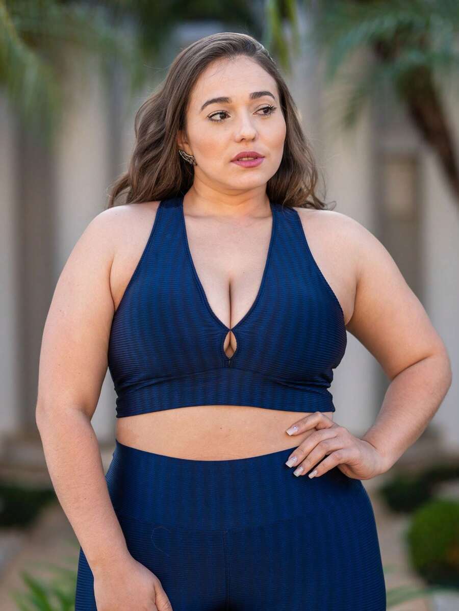 Plus Size Sports Bras - Màu xanh hải quân - Xem 1