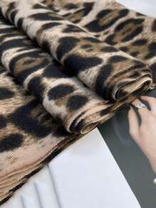 FADZOYLE 1 件卡其色女士冬季长款豹纹围巾温暖柔软毛毯围巾适合晚礼服派对旅行办公室秋季婚礼和礼物羊绒手感大号超大号彩色图案流苏披肩和围巾优雅 - 卡其色 - 查看 5