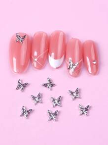 10 件装蝴蝶美甲装饰 DIY 指甲饰品 指甲宝石 美甲用品 - 灰色 - 查看 1
