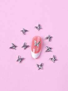 10 件装蝴蝶美甲装饰 DIY 指甲饰品 指甲宝石 美甲用品 - 灰色 - 查看 2