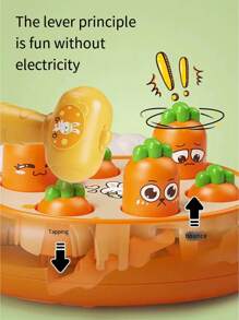 1 pieza Juguete Toddler Whack-A-Mole, Juego de martilleo de conejo de madera, Juguete de aprendizaje temprano interactivo, Acrílico colorido, Excelente regalo para bebés niños y niñas de 0 a 12 meses - Naranja - Ver 4