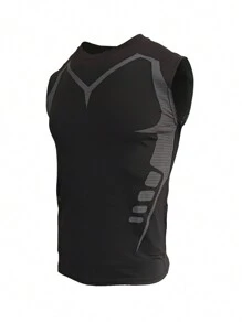 Áo tank top thể thao co giãn nén dành cho nam, nhanh khô, thấm hút mồ hôi, thoáng khí, quần áo tập gym nam, áo thun cơ bản. - màu đen - Xem 1