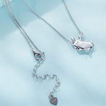 bamoer 1 PC 925 Sterling Silver French Bulldog Pendant Necklace Cute Dog Neck Chain for Women Party Fine Jewelry Gift - Silver - View 7